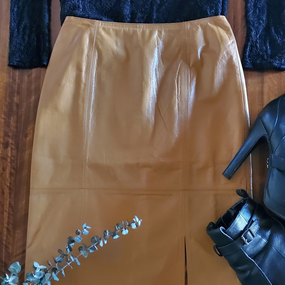 Loranzo Italy Leather Pencil Skirt - Picture 4 of 14